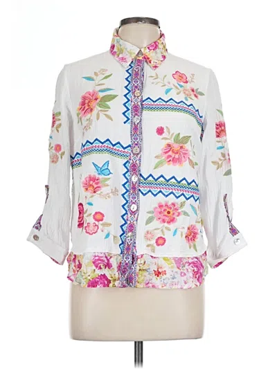 Pre-owned John Mark 3/4 Sleeve Blouse In White