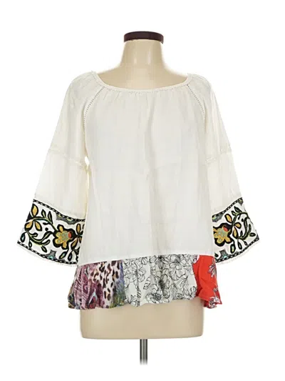 Pre-owned John Mark 3/4 Sleeve Blouse In White