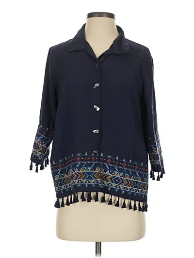 Pre-owned John Mark 3/4 Sleeve Button Down Shirt In Blue