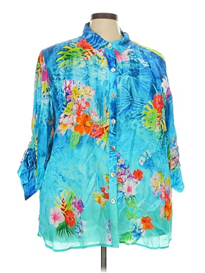 Pre-owned John Mark 3/4 Sleeve Button Down Shirt In Blue