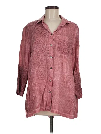 Pre-owned John Mark 3/4 Sleeve Button Down Shirt In Burgundy