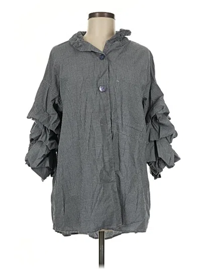 Pre-owned John Mark 3/4 Sleeve Button Down Shirt In Gray