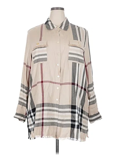 Pre-owned John Mark 3/4 Sleeve Button Down Shirt In Ivory
