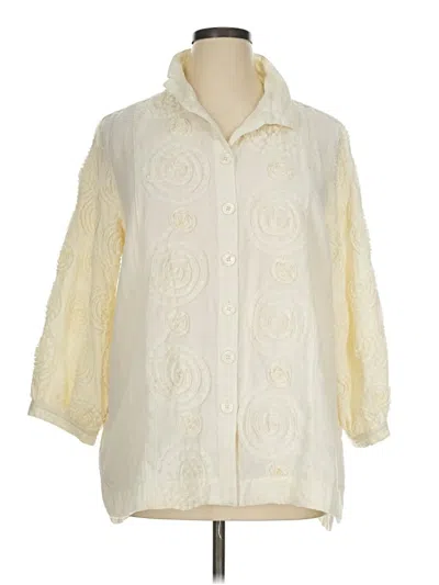 Pre-owned John Mark 3/4 Sleeve Button Down Shirt In Ivory