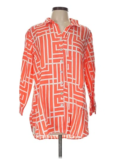 Pre-owned John Mark 3/4 Sleeve Button Down Shirt In Orange
