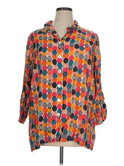 Pre-owned John Mark 3/4 Sleeve Button Down Shirt In Orange