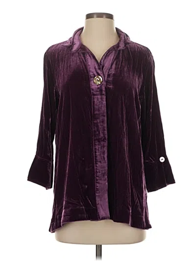 Pre-owned John Mark 3/4 Sleeve Button Down Shirt In Purple