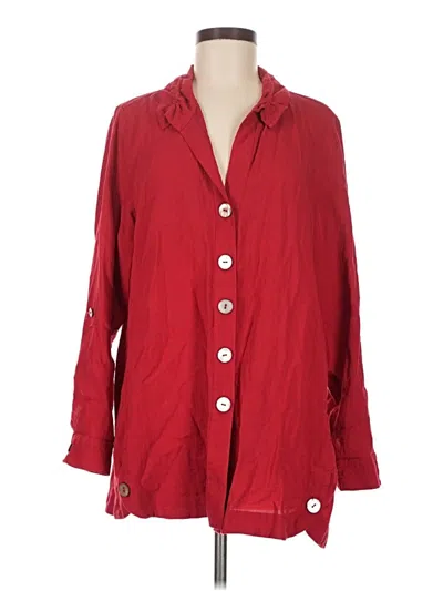Pre-owned John Mark 3/4 Sleeve Button Down Shirt In Red