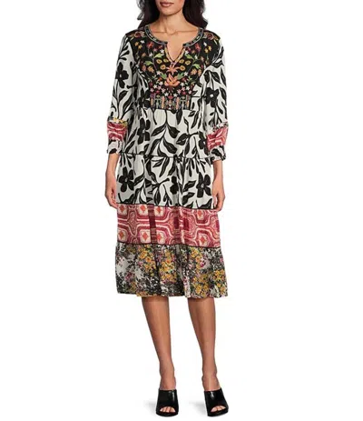 John Mark Embroidered Detail Dress In Multi