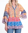 John Mark Embroidered Tiered Top In Multi Color In Multi