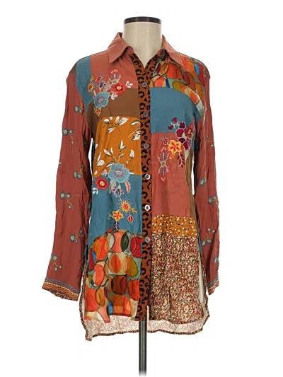 Pre-owned John Mark Long Sleeve Blouse In Brown