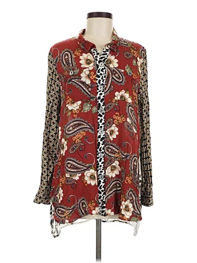 Pre-owned John Mark Long Sleeve Blouse In Burgundy