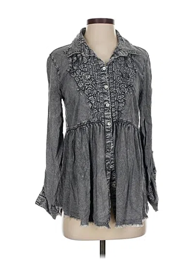 Pre-owned John Mark Long Sleeve Blouse In Gray
