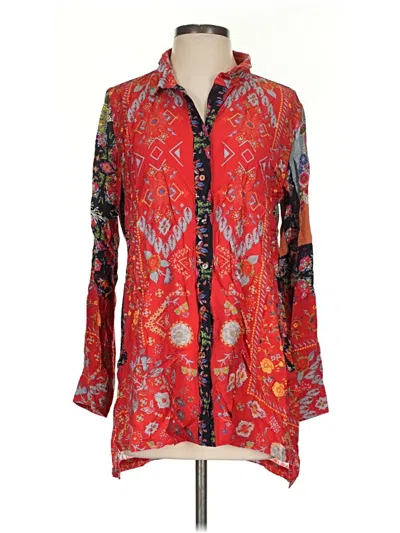 Pre-owned John Mark Long Sleeve Blouse In Red