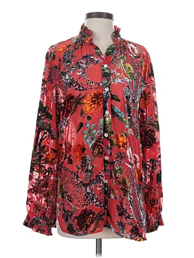 Pre-owned John Mark Long Sleeve Blouse In Red
