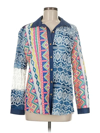 Pre-owned John Mark Long Sleeve Button Down Shirt In Blue