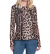 John Mark Mesh Long Sleeve Top In Cheetah In Multi