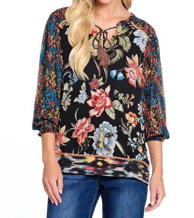 John Mark Mixed Print Tunic Top In Multi Color