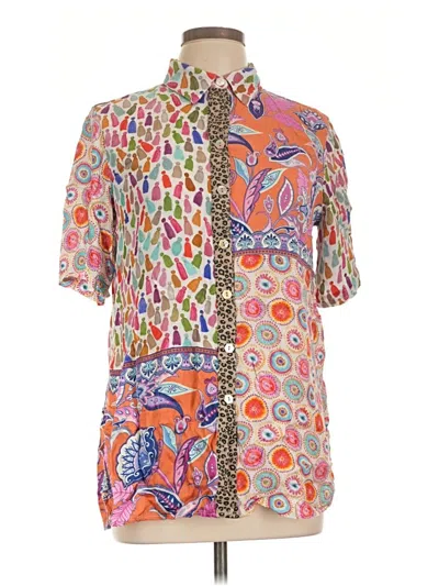 Pre-owned John Mark Short Sleeve Button Down Shirt In Orange
