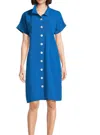 John Mark Solid Shirt Dress In Blue In Blue
