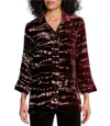 John Mark Tie Dye Wire Collar Hidden Button Top In Burgandy In Multi