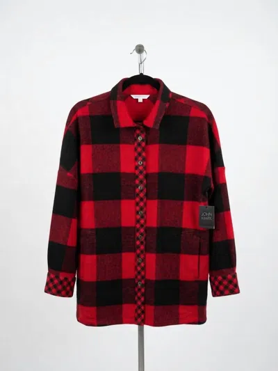 John Mark Women's Buffalo Button Front Shirt In Red Plaid In Multi