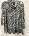 John Mark Women's Cowl Neck Cheetah Print Tunic Top In Grey In Grey