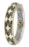 John Medeiros Lattice Collection - Black Abalone Edition - Pavé Hinged Bangle Bracelet In Gold/silver In Multi