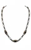 John Medeiros Two Tone Link Necklace With Amethyst In Silver/gold In Silver