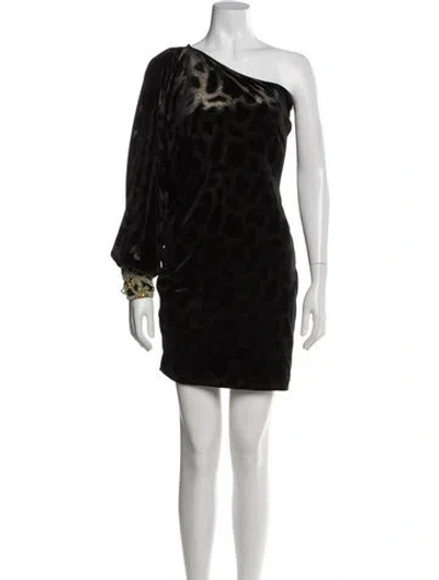 Pre-owned John Paul Ataker Animal Print Mini Dress In Black