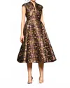 John Paul Ataker High Neck Flowered Jacquard Dress In Purple