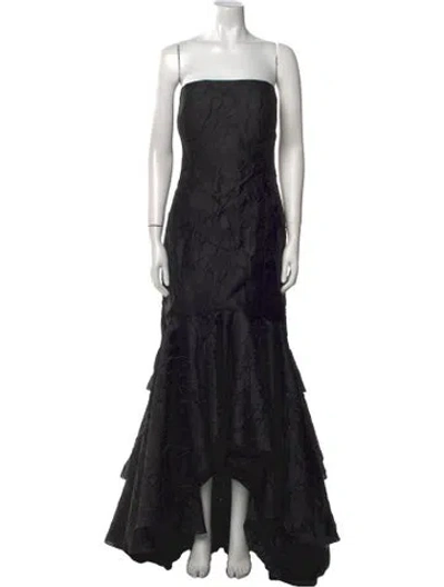 Pre-owned John Paul Ataker Lace Pattern Long Dress In Black