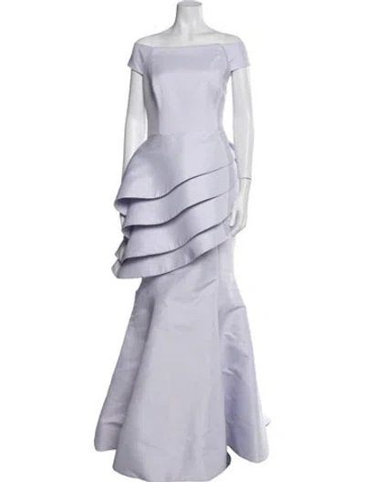 Pre-owned John Paul Ataker Off-the-shoulder Long Dress In Purple