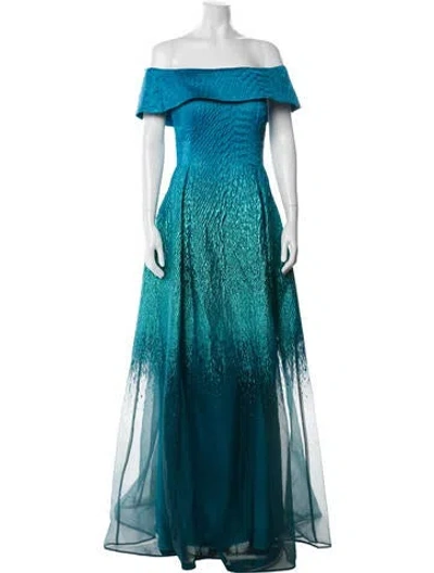 Pre-owned John Paul Ataker Off-the-shoulder Long Dress W/ Tags In Blue