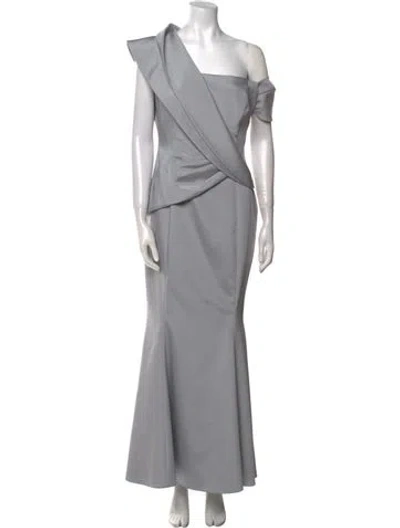 Pre-owned John Paul Ataker One-shoulder Long Dress In Gray