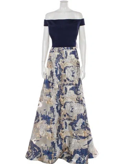 Pre-owned John Paul Ataker Printed Long Dress In Blue