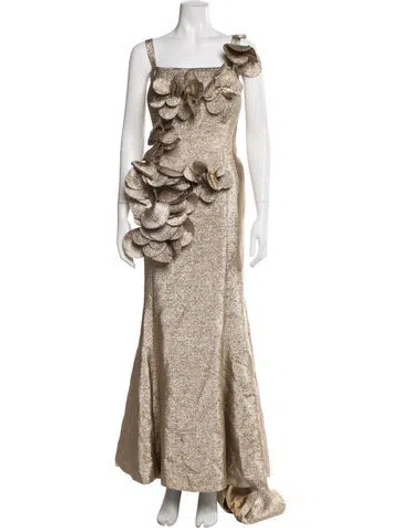 Pre-owned John Paul Ataker Square Neckline Long Dress In Neutral