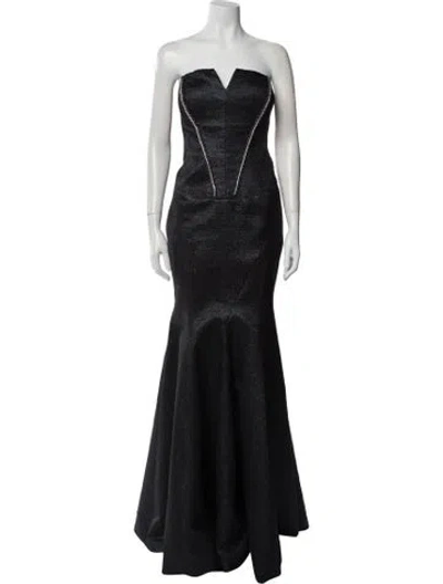 Pre-owned John Paul Ataker Strapless Long Dress W/ Tags In Black