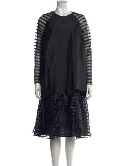 Pre-owned John Paul Ataker Striped Midi Length Dress In Black