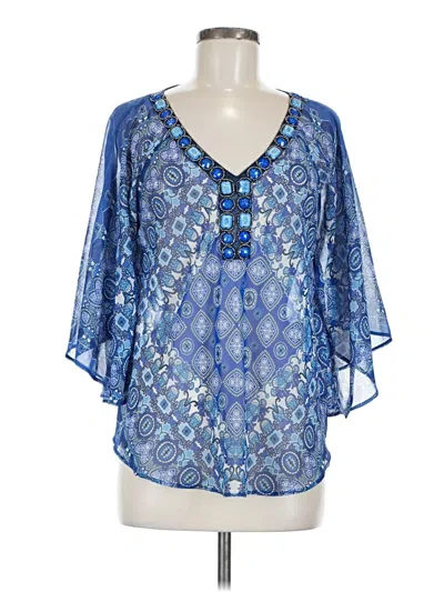 Pre-owned John Paul Richard 3/4 Sleeve Blouse In Blue