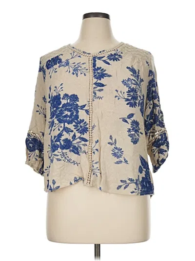 Pre-owned John Paul Richard 3/4 Sleeve Blouse In Blue
