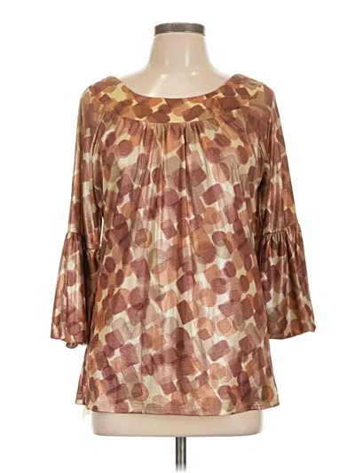 Pre-owned John Paul Richard 3/4 Sleeve Blouse In Brown