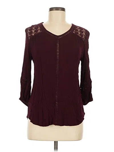 Pre-owned John Paul Richard 3/4 Sleeve Blouse In Burgundy