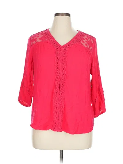 Pre-owned John Paul Richard 3/4 Sleeve Blouse In Pink