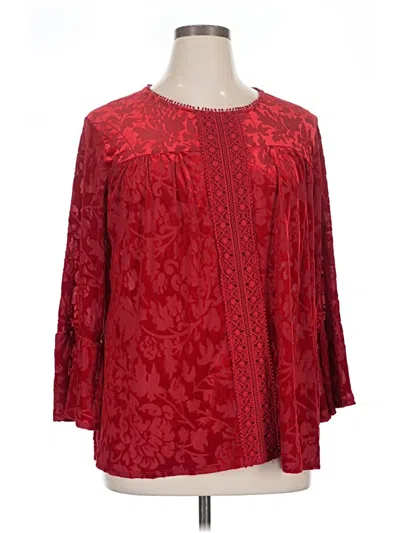 Pre-owned John Paul Richard 3/4 Sleeve Blouse In Red