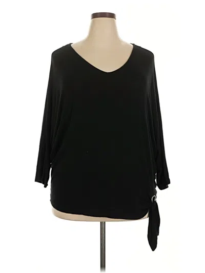 Pre-owned John Paul Richard 3/4 Sleeve Top Black One Shoulder Neckline Tops