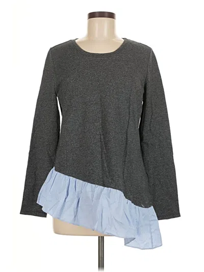 Pre-owned John Paul Richard Long Sleeve Top Gray Crew Neck Tops