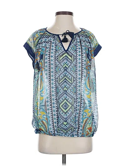 Pre-owned John Paul Richard Short Sleeve Blouse In Blue