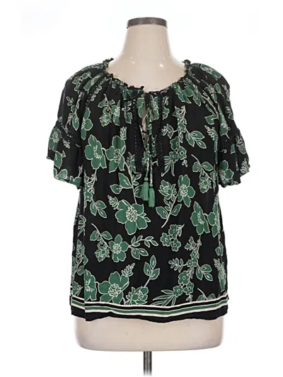 Pre-owned John Paul Richard Short Sleeve Blouse In Green