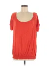 John Paul Richard Short Sleeve Top Red Scoop Neck Tops In Orange